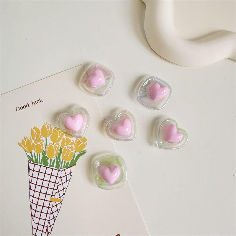 8pcs Cute Pink Heart Magnetic Fridge Stickers Kawaii Transparent Fridge Magnets Home Kitchen Decor Office Whiteboard Decorations