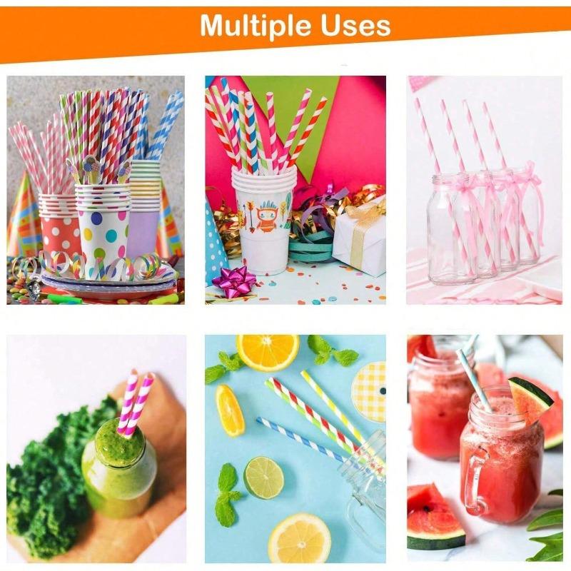 Paper Straws - Striped Straws In 16 Colors, Friendly - Non-Soggy Paper Straws