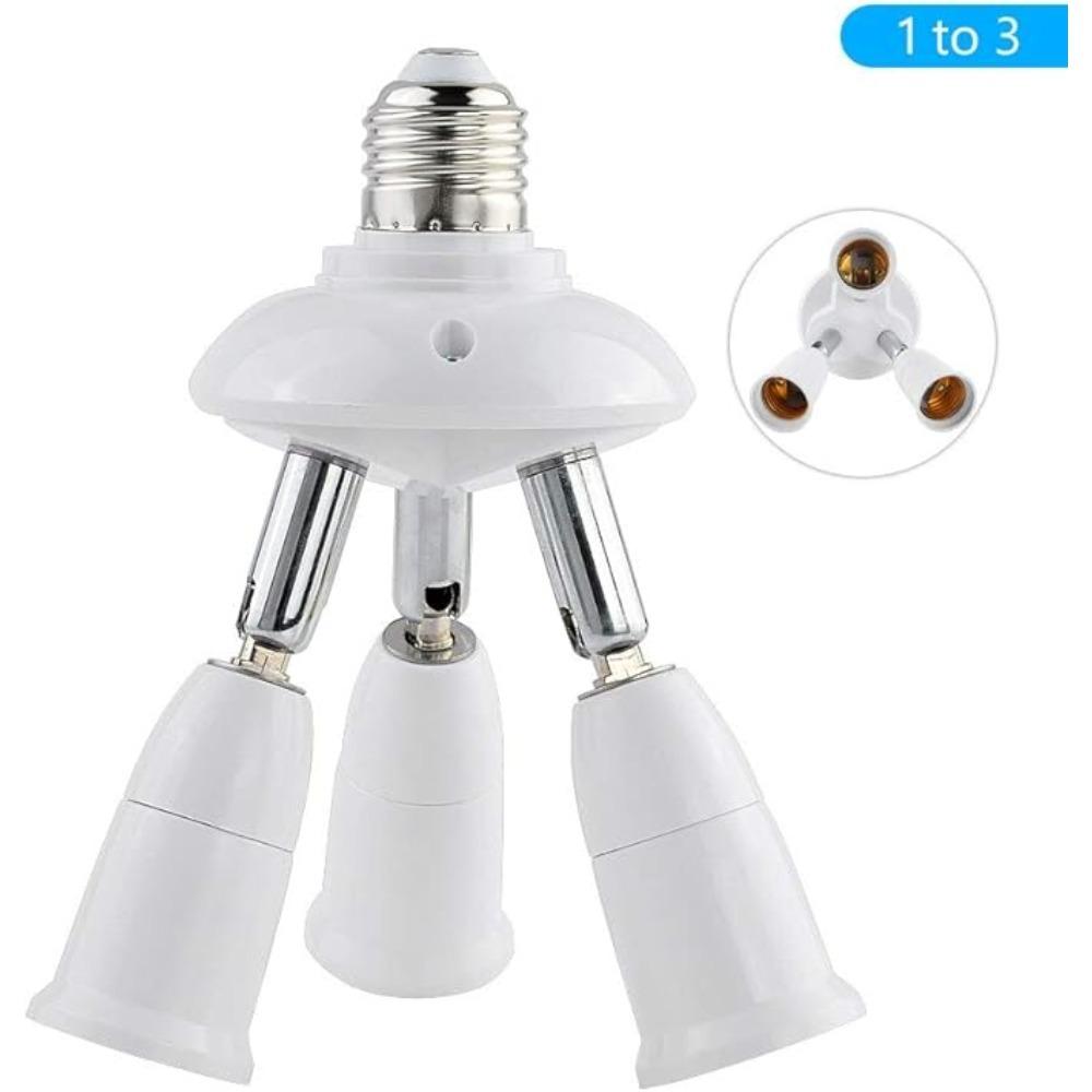 1pcs White Holder Socket Splitter Lamp Base E27 Splitter 3 Heads Adjustable E27 To E27 Base LED Bulb Adapter Converter Lamp