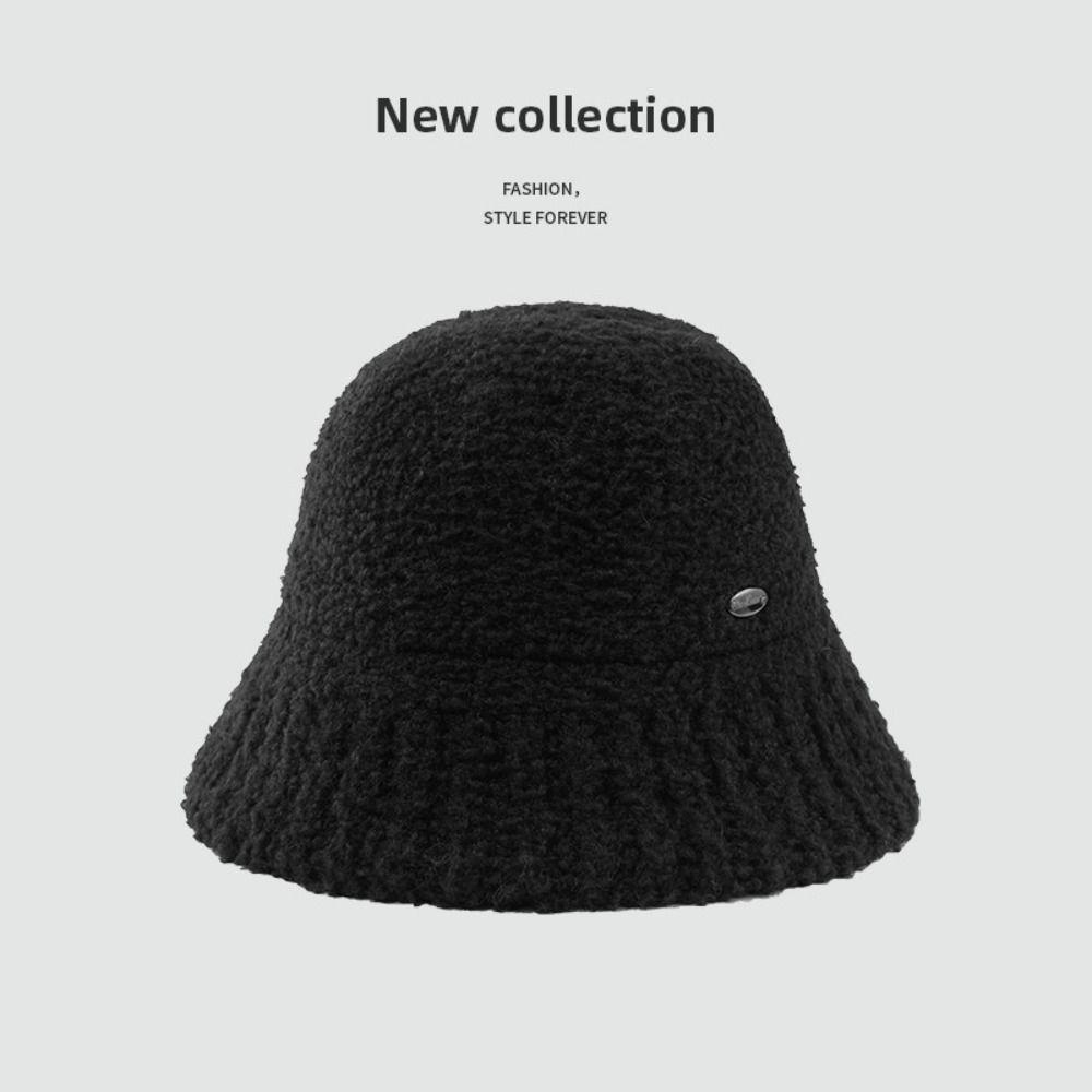 Keep Warm Women's Bucket Hat Retro Vintage Warm Basin Hat Plush Fisherman Caps  Female Lady