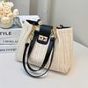 Elegante Bolso de Hombro Tejido para Mujer de Gran Capacidad, Correa de Cadena Perfecta para Salidas Casuales y Compras, Bolso Tote Tejido