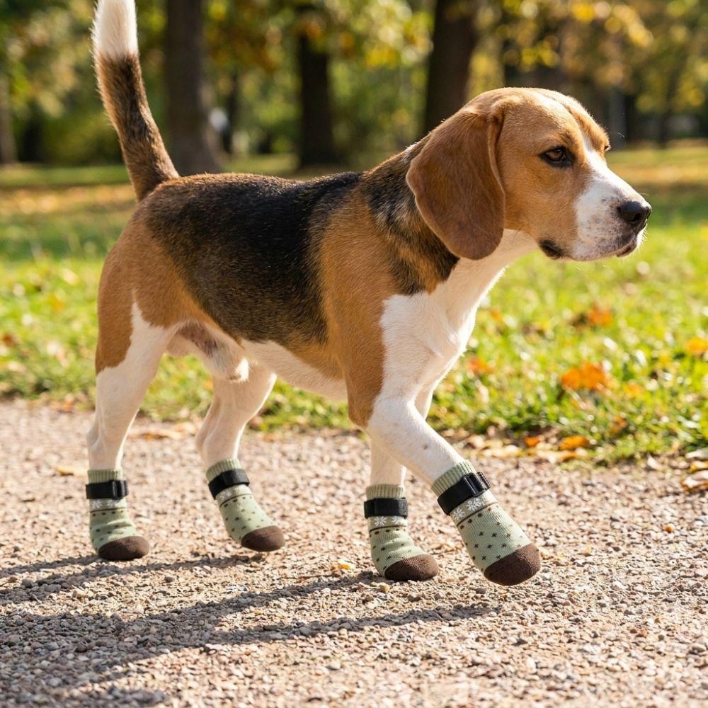4PCS Adjustable Anti Slip Dog Socks Breathable Puppy Shoes Socks Pet Foot Covers  Outdoor Use