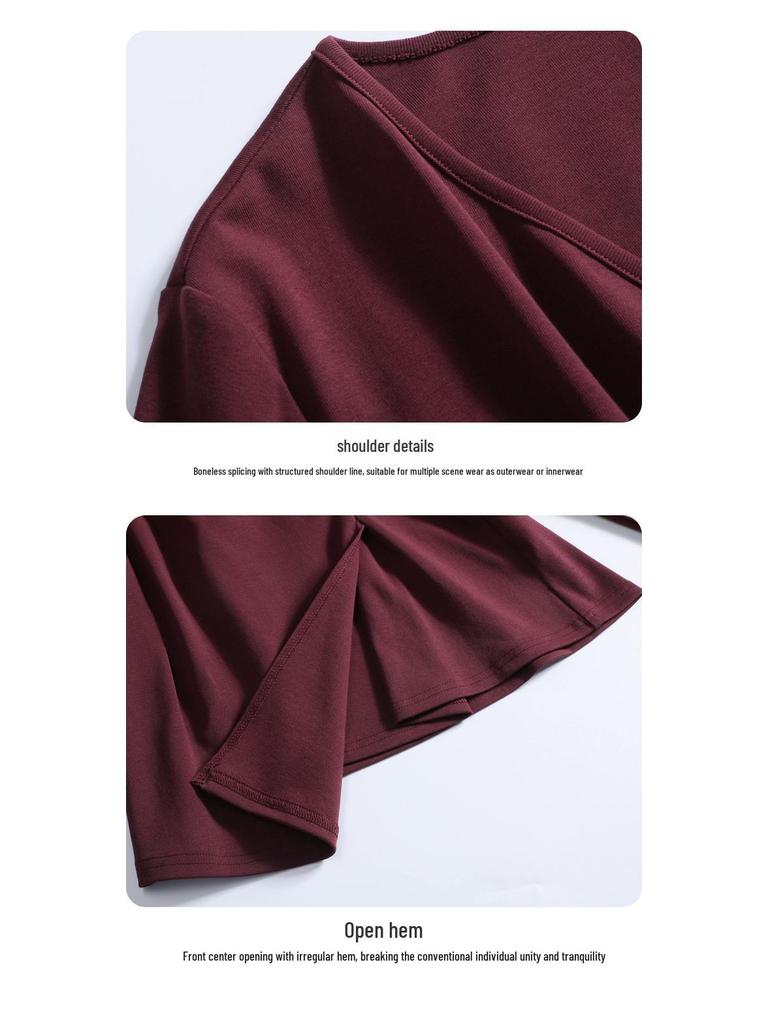 Damska plisowana, nieregularna bluzka z długim rękawem 2025