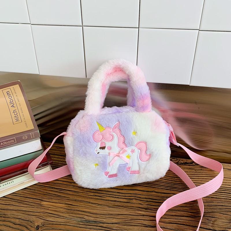 Очаровательная плюшевая сумка-кроссбоди в виде единорога для девочек фиолетовый
