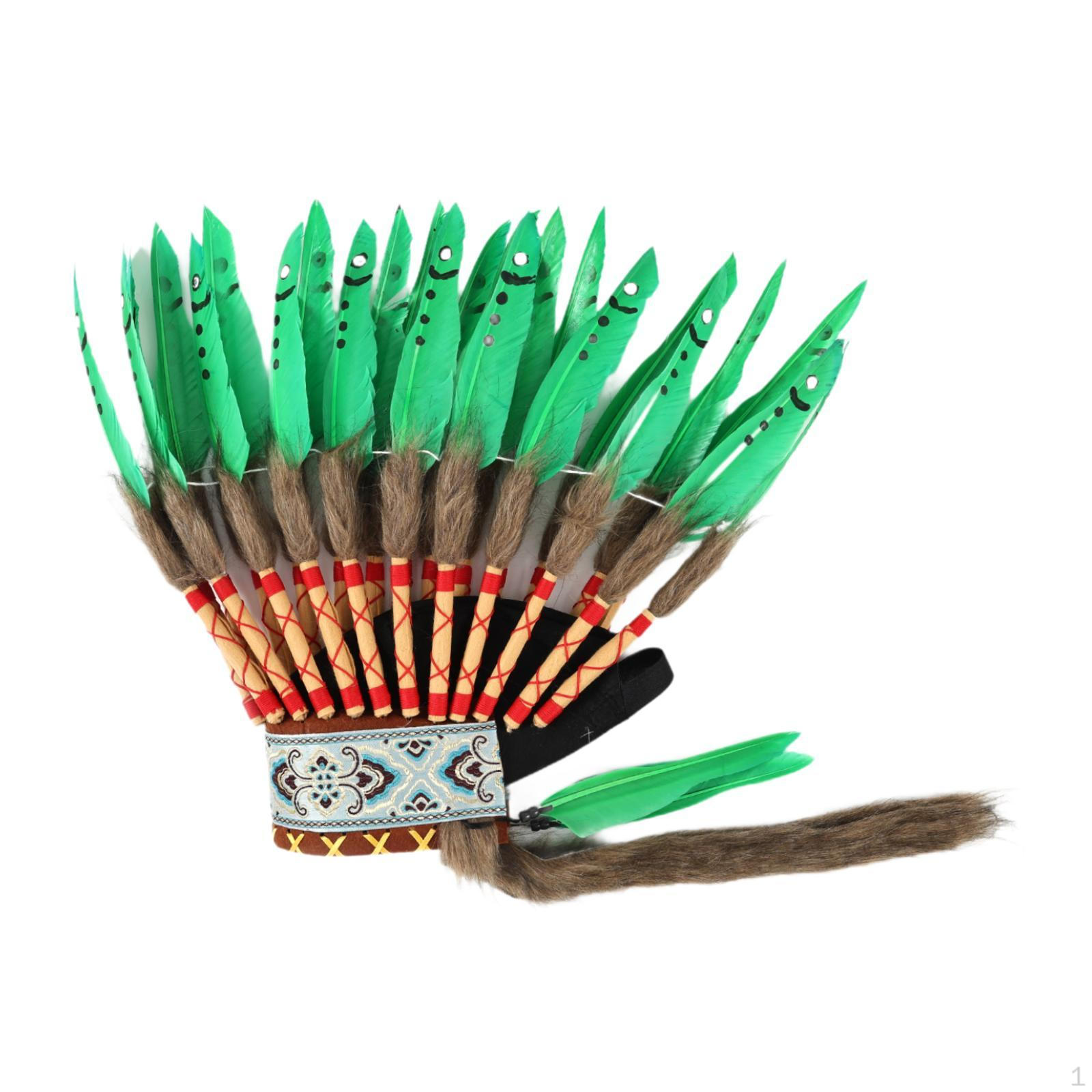 

Hat Indian Headwear for Stage Performance White Green