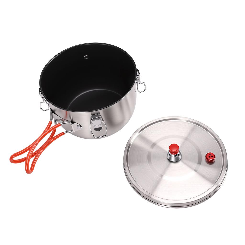 Camping Pressure Pot Stainless Steels Stove Pressure Cooker Outdoor Cookware for Backpacking Hiking Traveling 2500ML