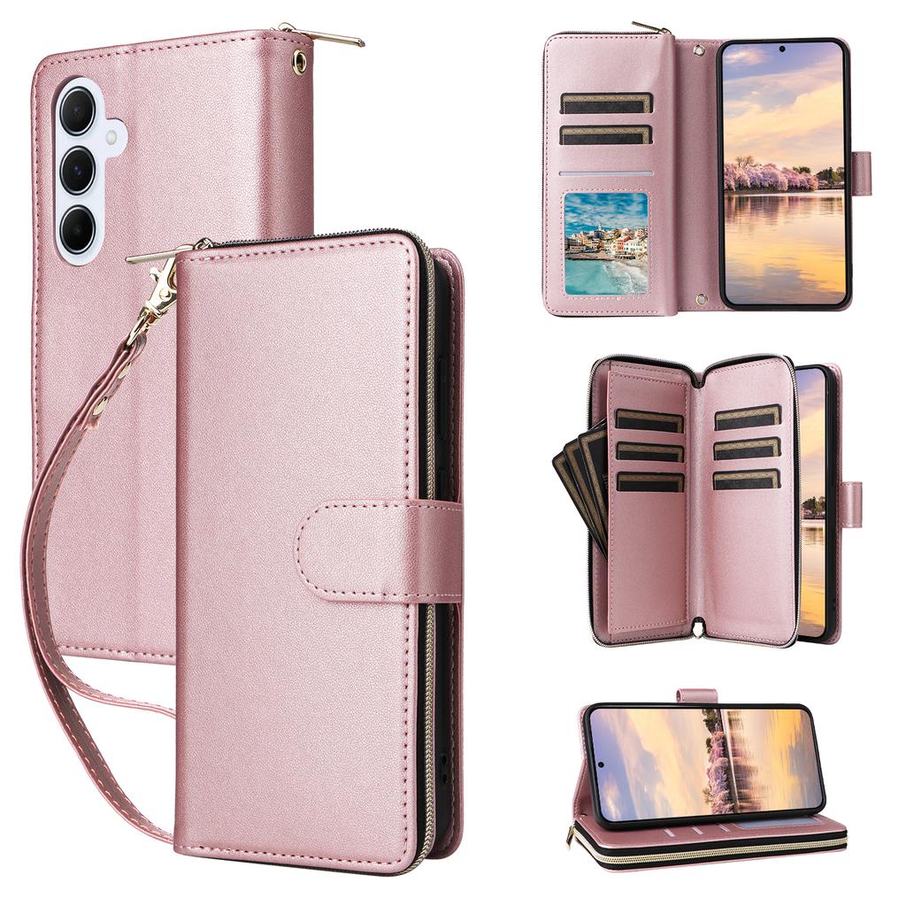 R20 For Samsung Galaxy A55 5G Case Zipper Wallet Stand View Leather Phone Cover