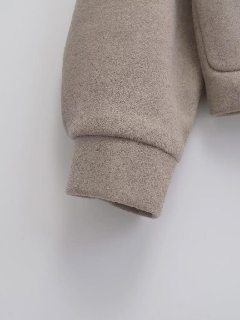 European and American Style Women's Woolen Lapel Coat - Single-Breasted Design 755241