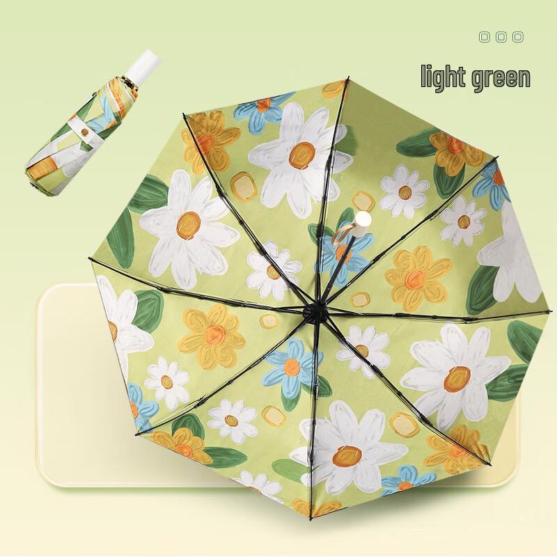 Nanqiao Floral Oil Painting Folding Sun/Rain Umbrella 21 inches