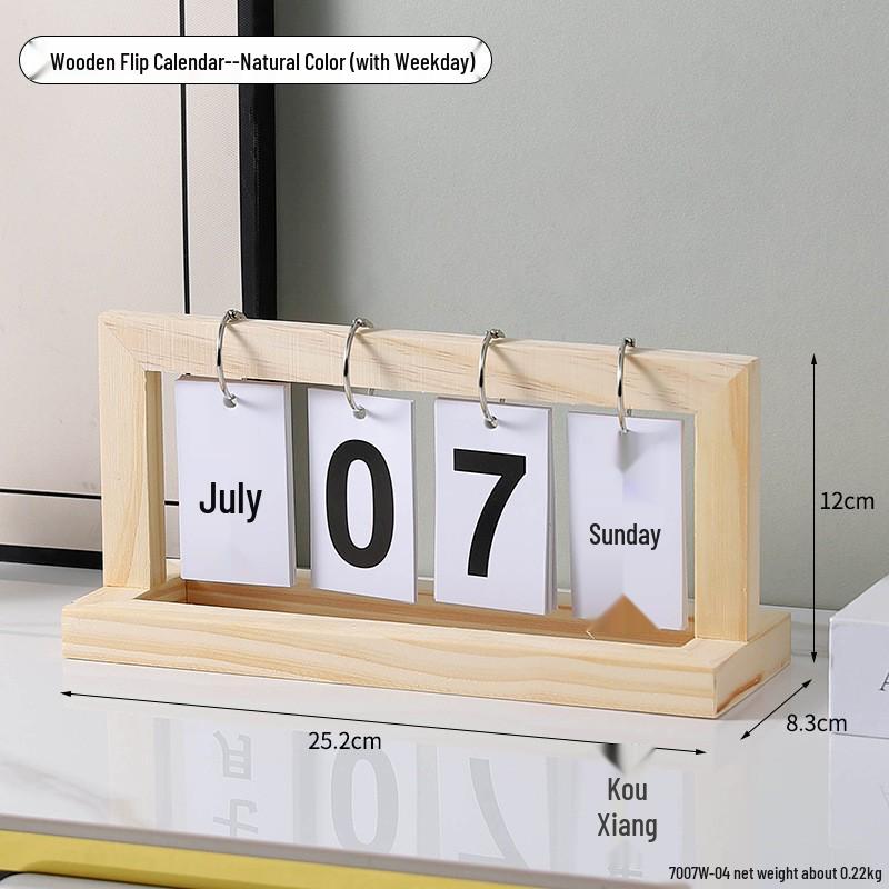 Simple Wood Flip Calendar: Perpetual Desk Ornament & Photo Prop