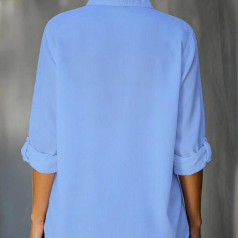 Women's Shirt Solid Color Casual Loose Breasted Shirt Women's Clothing