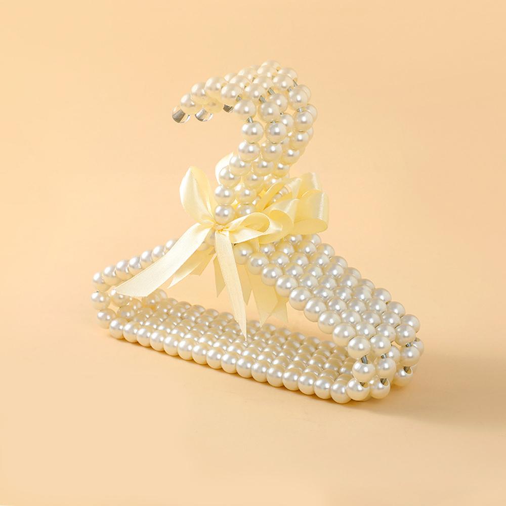 5pcs Pet Clothes Hanger Artifical Pearl Bow Rack Dog Hanger Plastic Pearl Bead Clothes Hangers Cat Clothing Kid Hangers Orga
