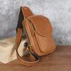 Crazy Horse Leather Men's Chest Bag, Genuine Leather Waist Bag, Retro Business Casual Top Layer Cowhide Small Shoulder Bag, Chest Bag