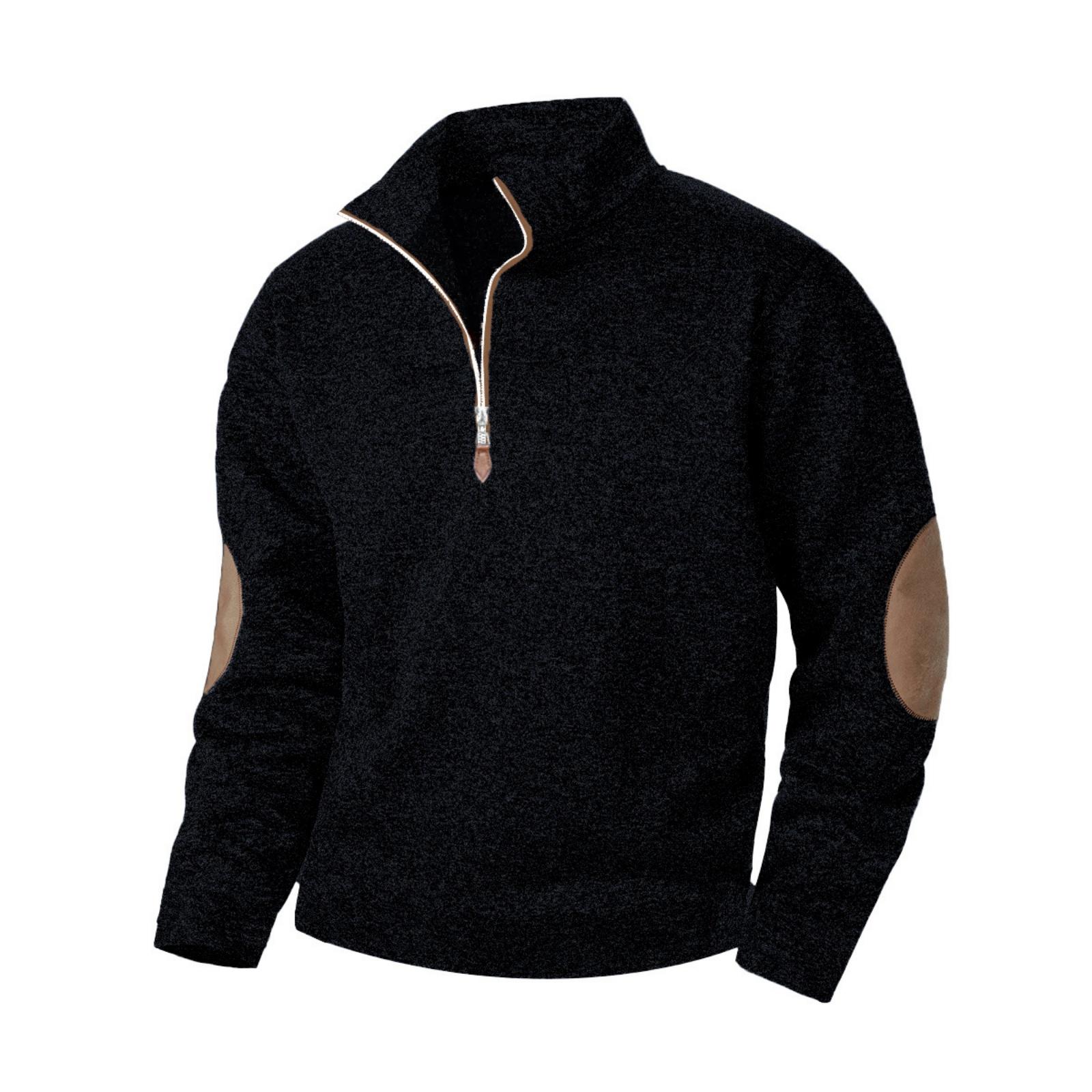 

Men s Stand Collar 1/4 Zip Pullover | Casual Fit, Easy- Design Soft Cotton Blend, Breathable | Versatile For Daily, Commute & Leisure XL чёрный