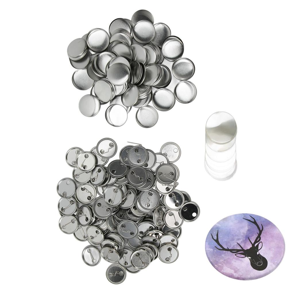 100 Sets Blank Button Badge Parts Set Round Shape Rust Prevention Easy Print Button Pin Badge Kit