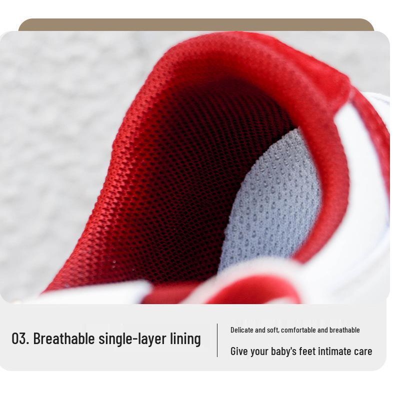 Czerwone płócienne buty na Nowy Rok 2026 dla dzieci - Prawdziwa skóra, Casualowy styl na wiosnę i jesień dla chłopców i dziewcząt