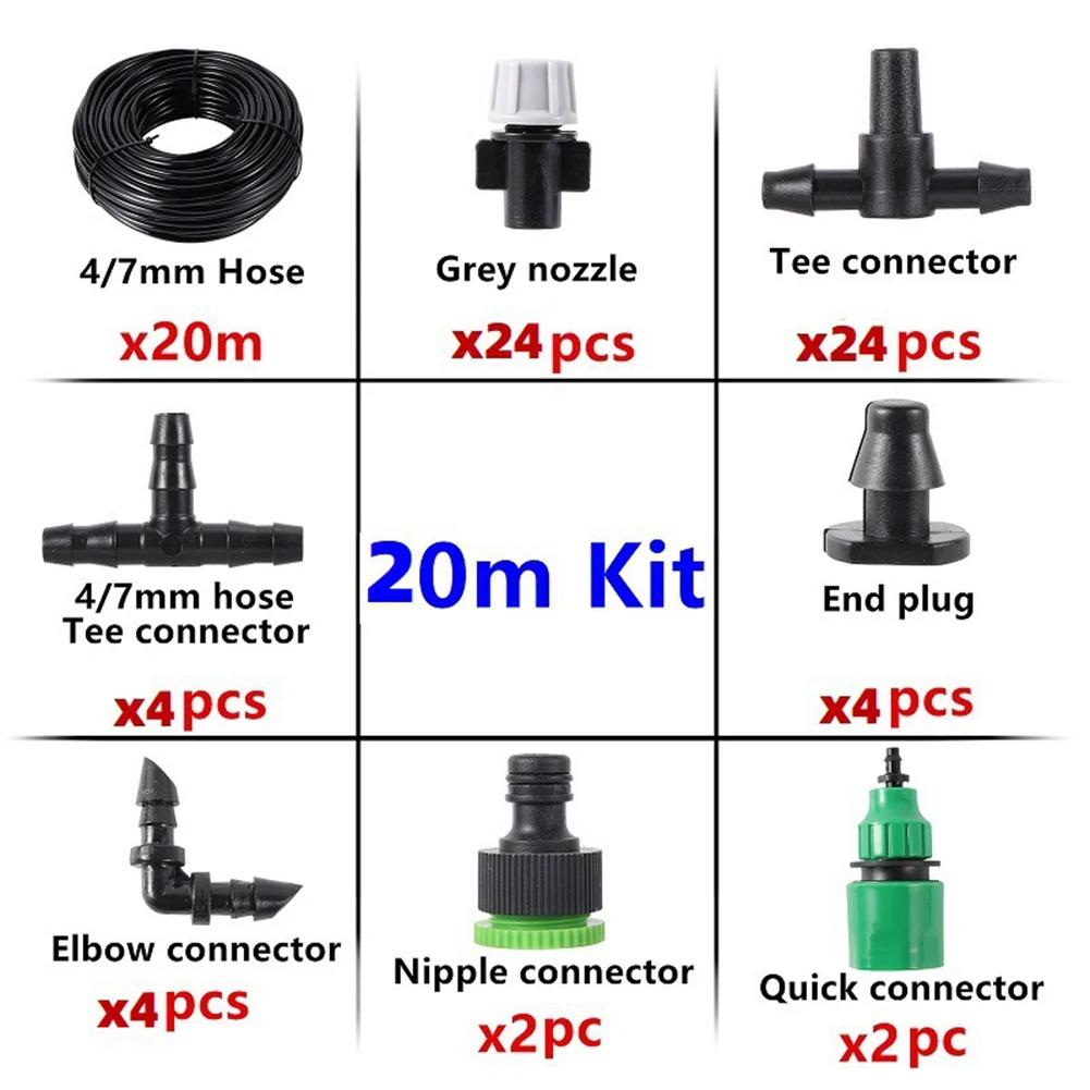 200FT Greenhouse Micro Drip Irrigation Kit with 1/2 Inch Hose 1/4 Inch Distribution Tubing Patio Misting Plant Watering System