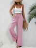 Women Casual Solid Color Loose Wide Leg Floor Length Pants