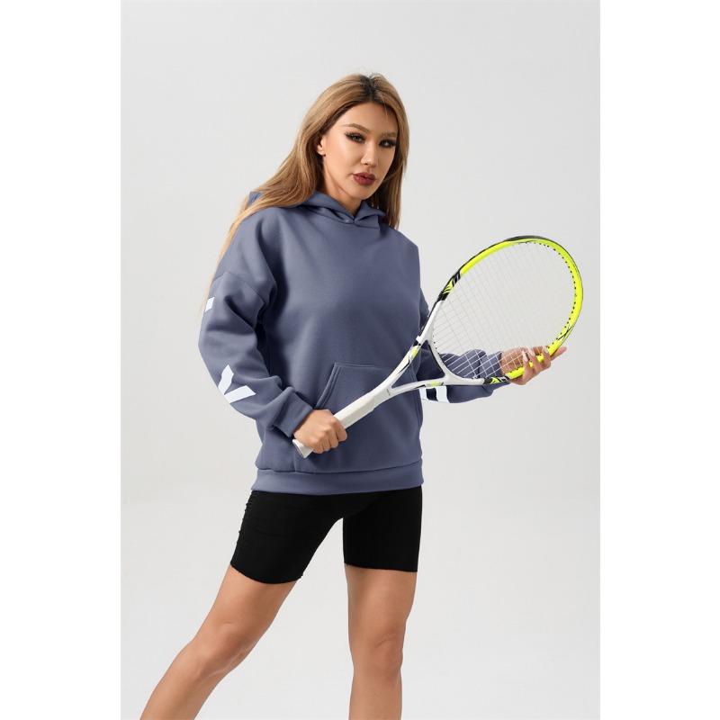 New fashionable printed thickened versatile long-sleeved loose hooded sweatshirt