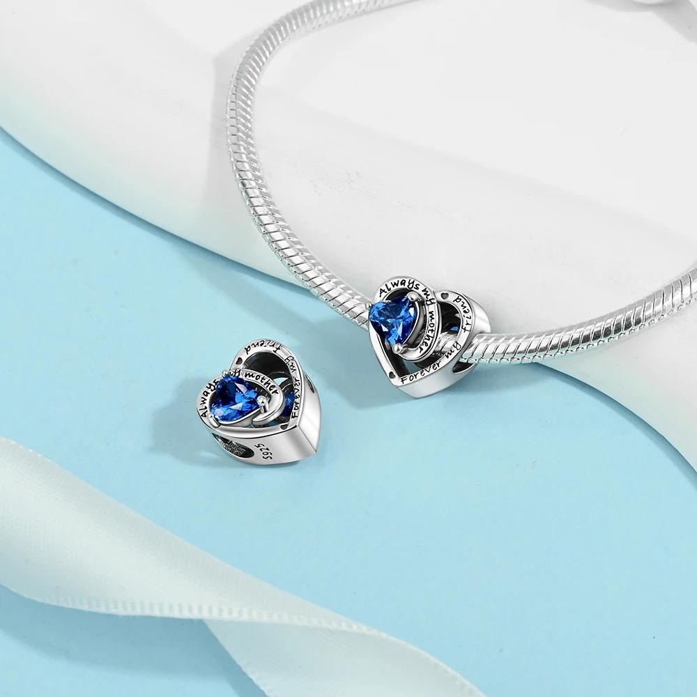 Love Heart Birthstone Beads Birthday Gift Copper Plated For Charms Copper Plated Original Bracelet For Jewelry Making