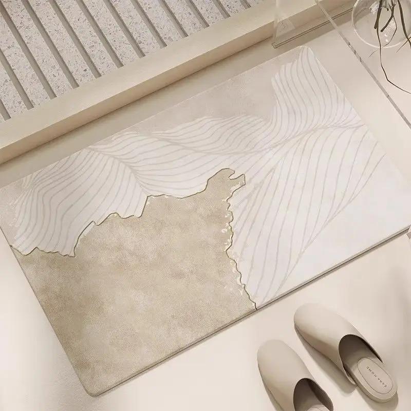 Simple Printed Door Mat for Bedroom Bathroom Floor Mat Toilet Soft Floor Mat Retro Carpets Polyester Foot Pads Home Decoration