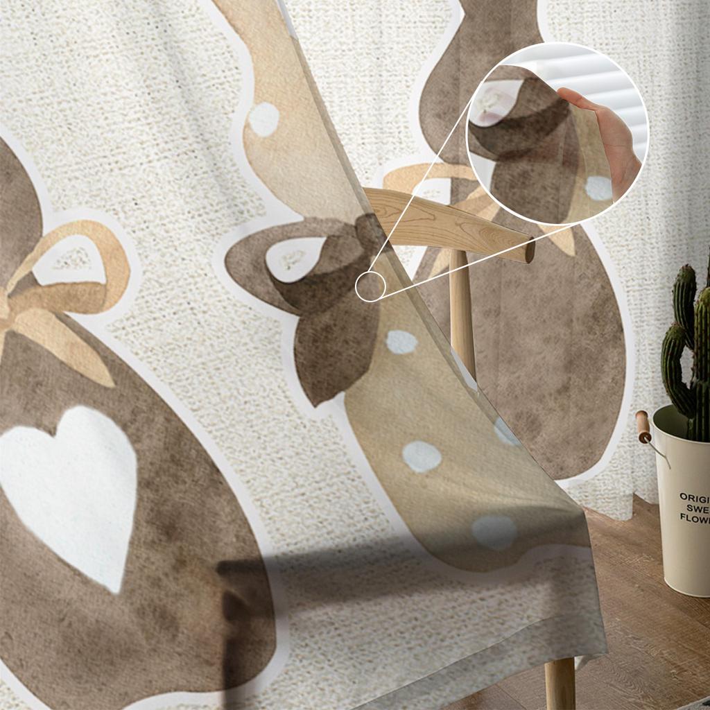 Easter Rabbit Tulle Curtains For Living Room Bedroom Voile Sheer Curtain Window Home Decor Drapes