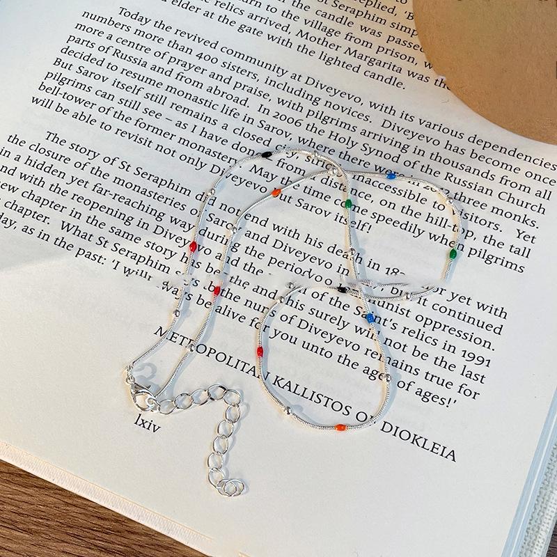 Dopamine Dripping Oil Doudou Beaded Necklace Simple Fashion Sweet Collarbone Chain Fashion Versatile Temperament Niche Jewelry
