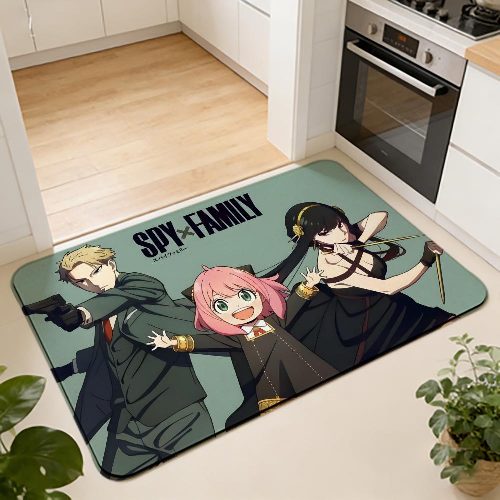 ANIME S-Spy Family Floor Mat Absorbent Floor Mat Non-Slip Entrance Rug for Bathrooms Restrooms and Toilets