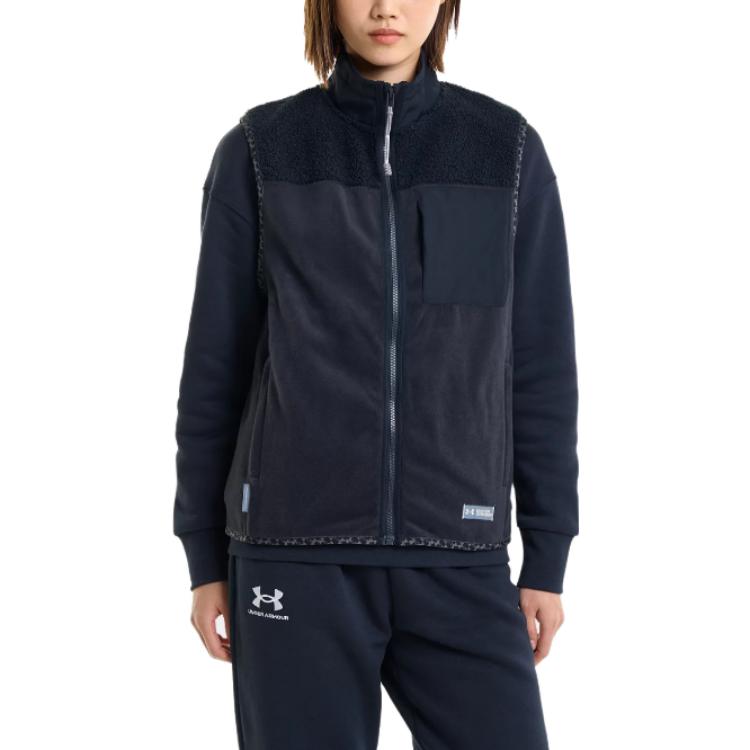 Under Armour Solid Color Zip Neck Casual Vest Women vests Black 1373290-001