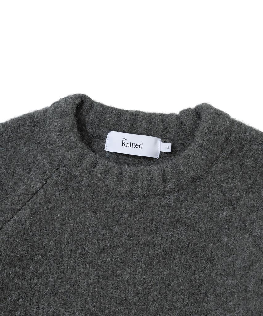 KNITTED (Unisex) Boucle Raglan Crop Round Knit Charcoal