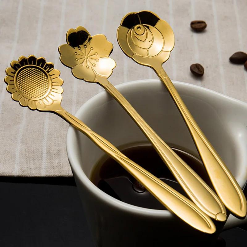 Set 8 Bucăți Linguriță Floricică Mică Oțel Inoxidabil 304 Linguriță pentru Înghețată Cafea Cadouri Veselă pentru Desert Accesorii Veselă de Bucătărie