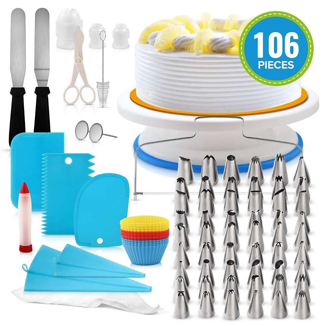 2026 New  Cake Tools Cake Decorating Tools Kit Pastry Baking Fondant Cake Rotating Turntable Baking Supplies