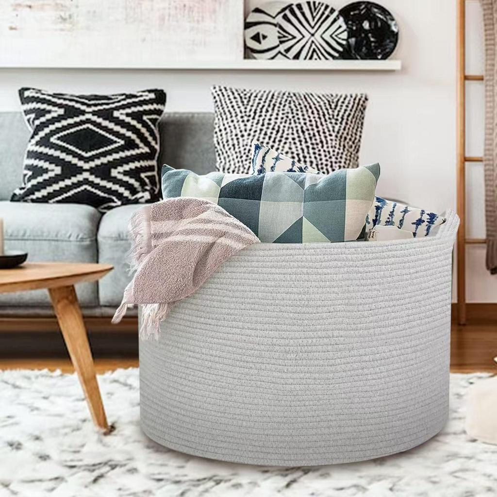 Cotton Rope Woven Basket - Foldable Wardrobe & Shelf Storage for Sundries