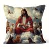 1Pc Jesus And Cats Pillow Cover, 2D Double-Sided Polyester Cushion Case, Religious Cat Lover Decor Pillowcase, Gift For Christia