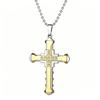 Men's Multi-layer Three-color Diamond Inlaid Cross Necklace