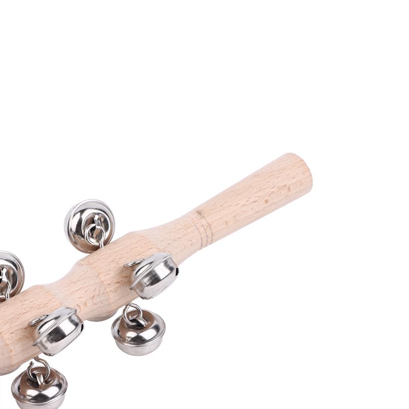 1Pc Wooden Hand Held Bell Jingle Bells Musical Bell Stick Discussion Musical Toy For Adult Ktv Party Kids Game Gift