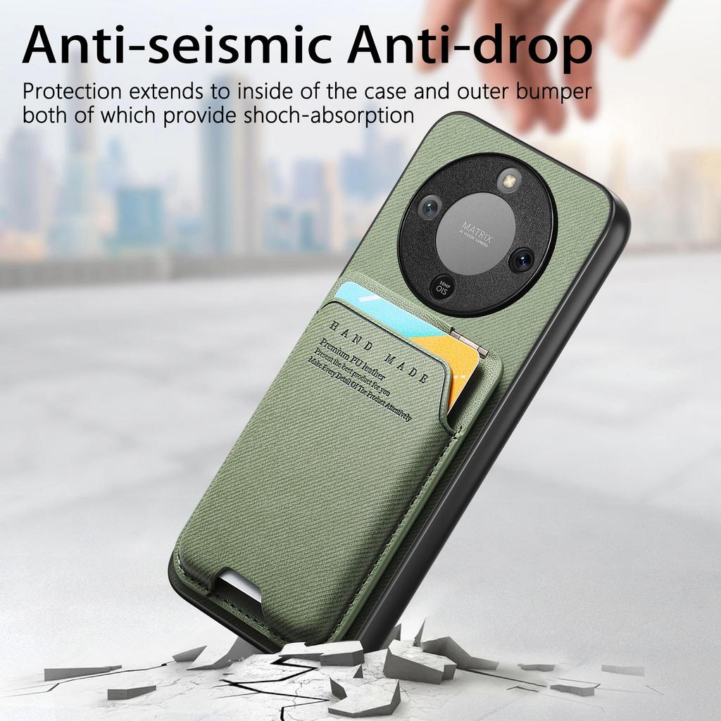 Phone Case For Honor Magic8 Lite 5G / X9d 5G / X70 5G Cloth Texture Leather + PC + TPU Cover with Card Holder Kickstand