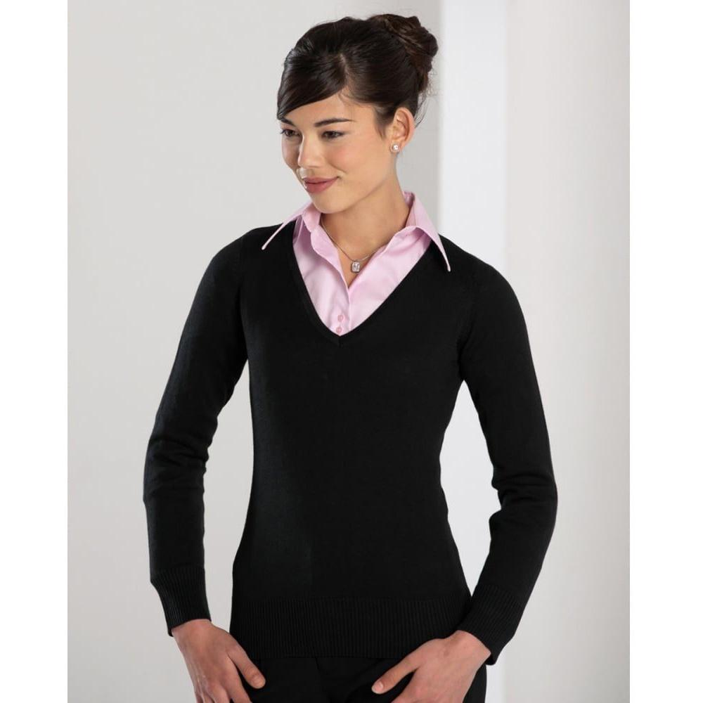 Russell Collection Ladies/Womens V-Neck Knitted Pullover Sweatshirt