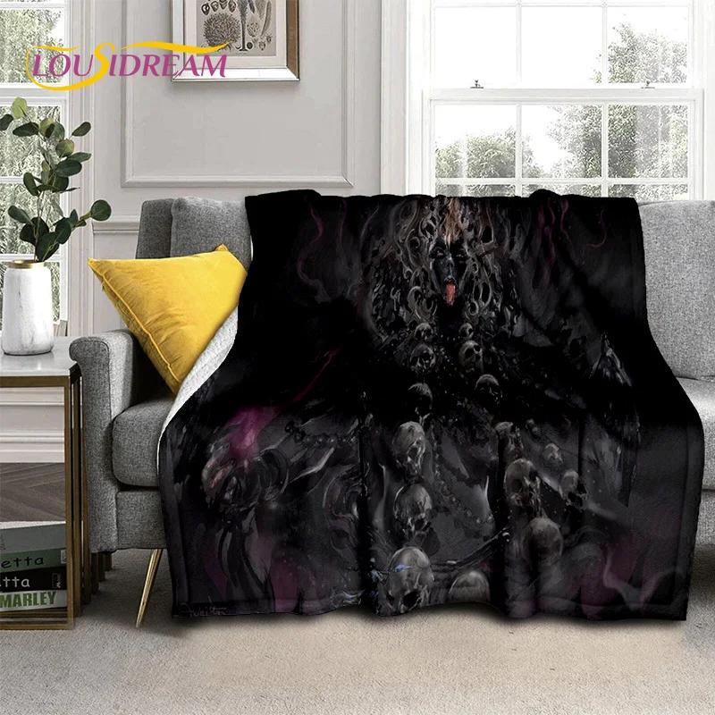 Horror Gothic Skull Ghost Cartoon  Blanket,Soft Throw Blanket for Home Bedroom Bed Sofa Picnic Travel Office Cover Blanket Kids