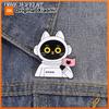 Cartoon Space Astronaut Cat Brooch Enamel Pins Cute Astronaut Cat Holding Cat Flag Brooches Bags Lapel Badge Jewelry Friend Gift