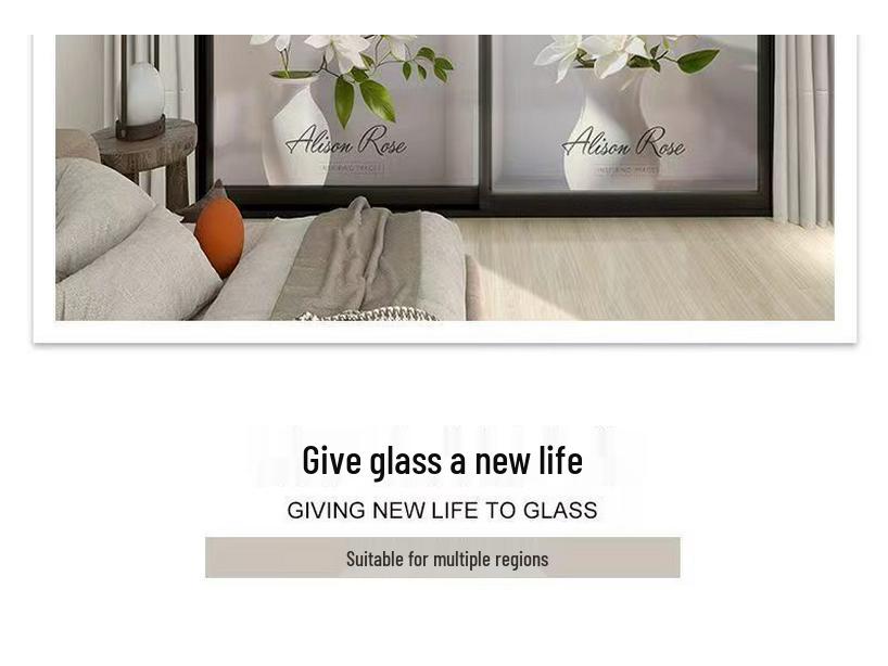 Translucent Opaque Window Film - Privacy Sticker for Bedroom, Balcony, Living Room, Sliding Door, and Bathroom.
