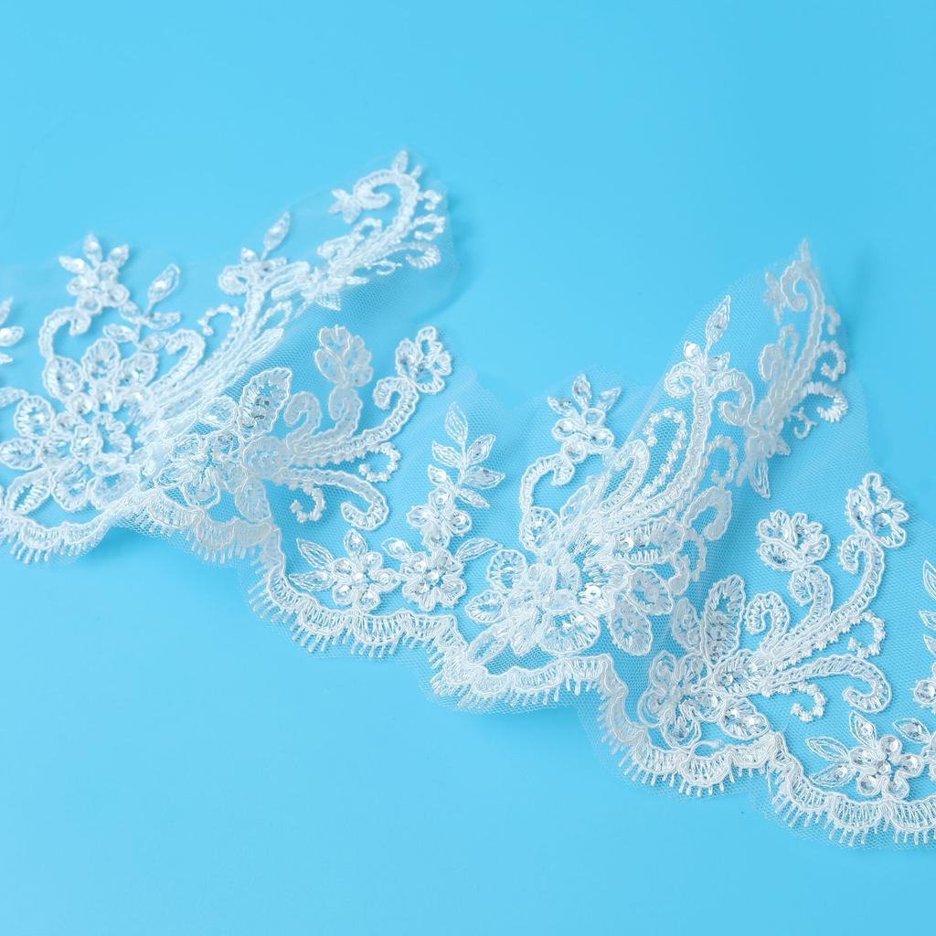 Car Children'S Clothing Skirt Performance Clothes Bone Embroidery Beige Wedding Dress Lace, Veil Accessories Bead Lace 15Cm