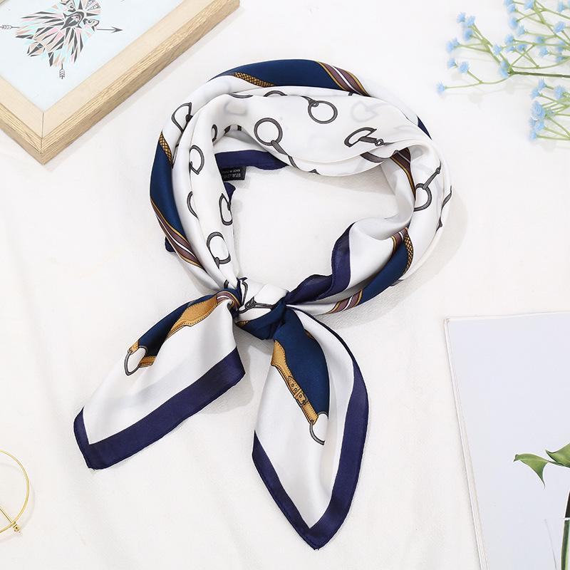 Retro Print Imitation Silk Neck Scarf for Women - Versatile High-End Neck Protector