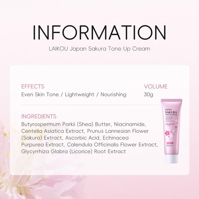LAIKOU Japan Sakura Tone Up Cream Conceal Blemishes Brightening 30g