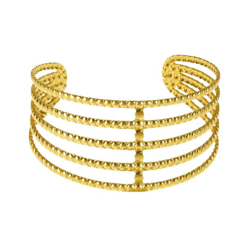 European Geometric C-Shaped Adjustable Metal Bracelet for Women - Exaggerated High-End Open Bangle