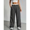 Women's Trousers Japanese and Korean Casual High Waist Color Matching Simple Drape Striped Straight Trousers Wide Legs