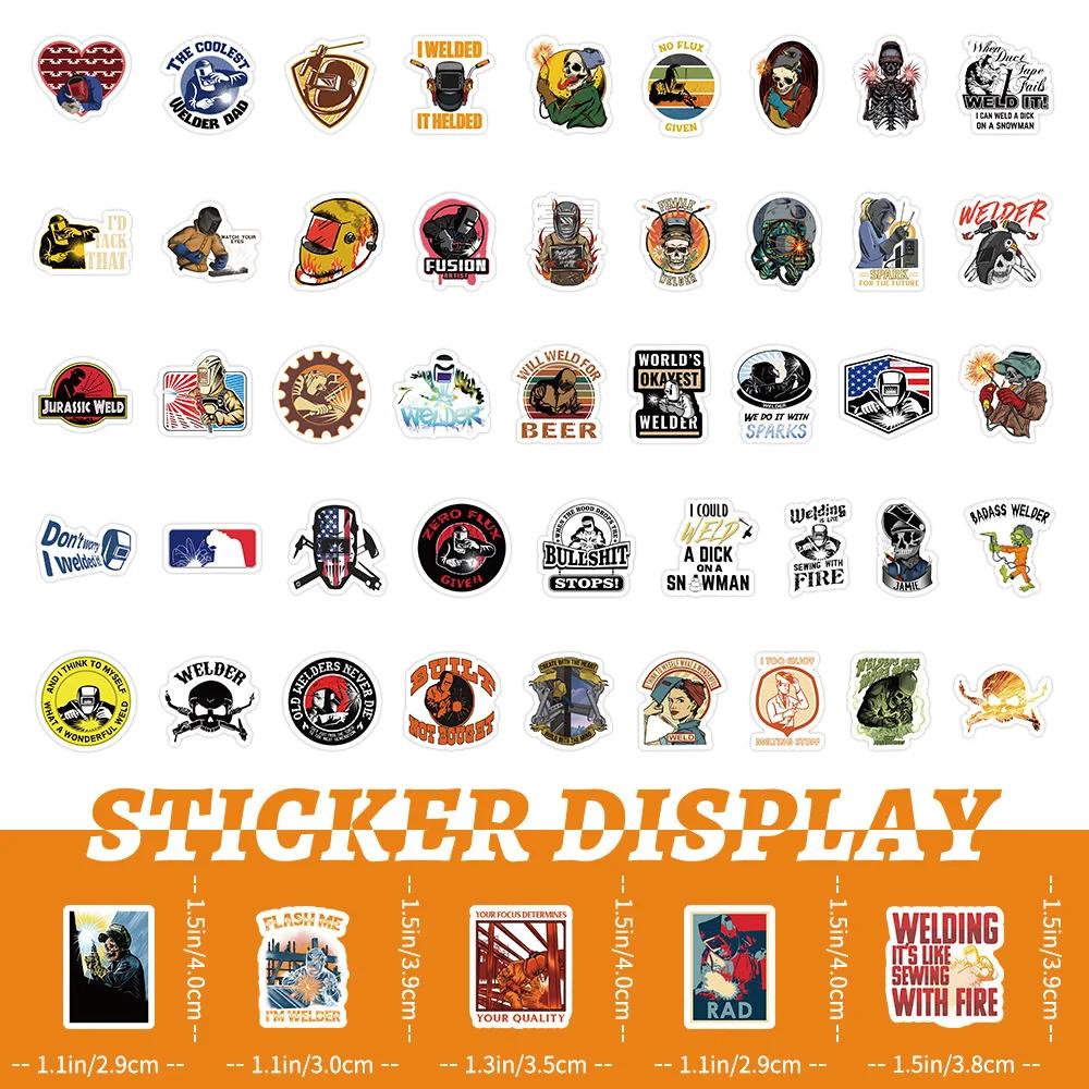 100Pcs Cartoon Welder Sticker Cool Graffiti Decoration Skateboard Motorcycle Laptop Phone Case Guitar Waterproof Decal Toys Gift