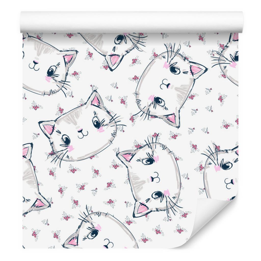 Kittens and Flowers Wallpaper for Living Room and Bedroom 50x1000