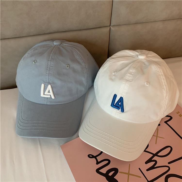 Internet celebrity hat women's spring and summer versatile LA letter baseball cap men's soft top casual sunshade cap tide