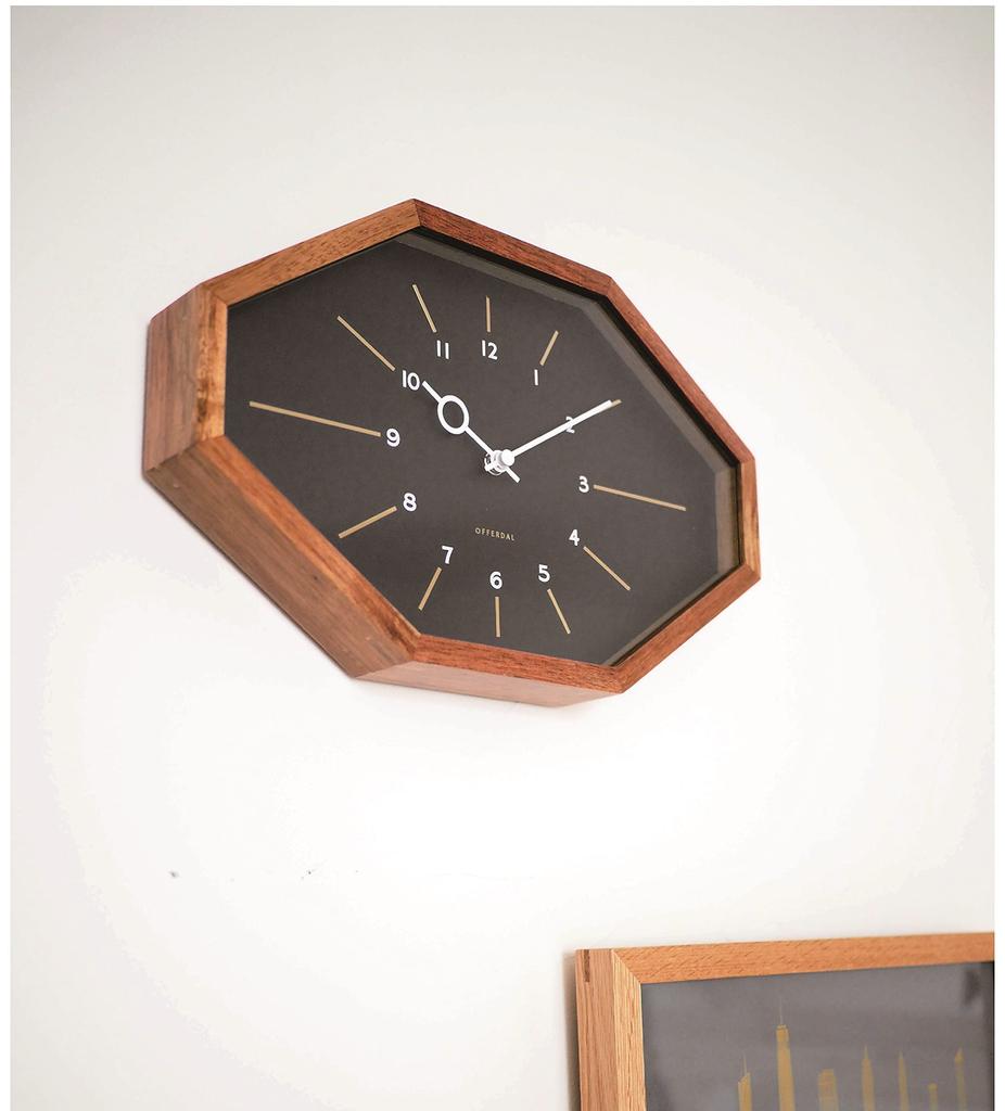 Interform Wall Clock Radio Clock Belmonte Black Gold Wood Width 33 X Height X Depth CL-3024BK 21.5 4.5